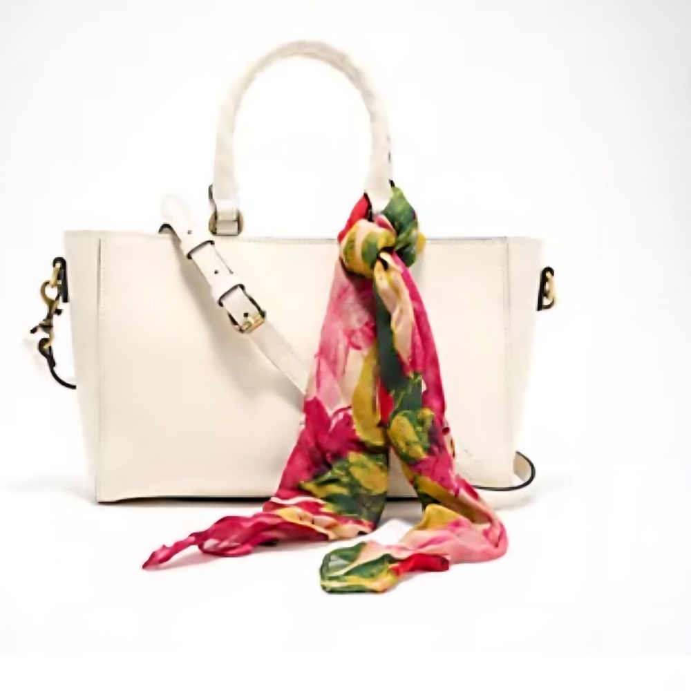 🤍🤍🤍Patricia Nash Aileen Leather Top Handle Satchel with Scarf Color: Latte🤍